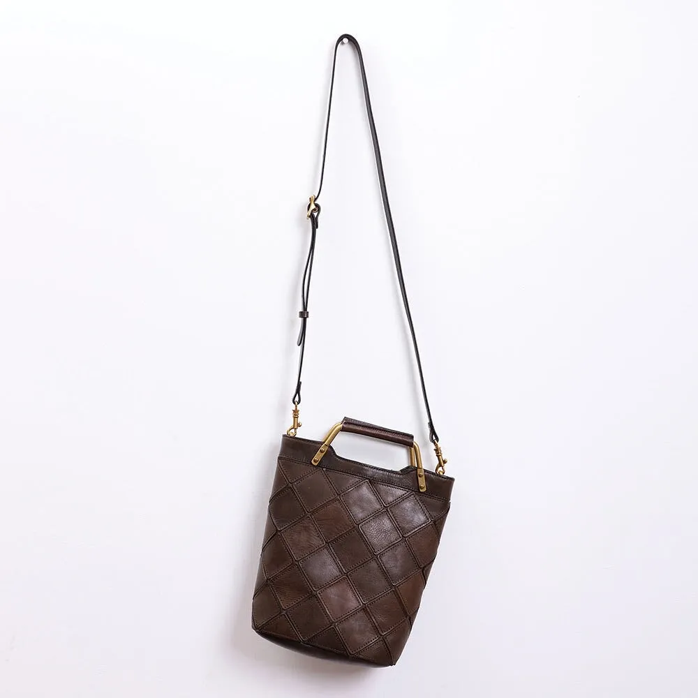 Vintage Cowhide Patchwork Crossbody Bag Ladies Shoulder Bag