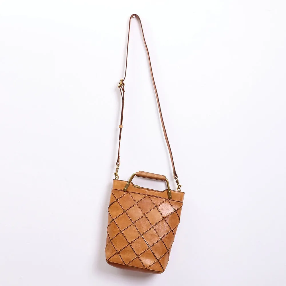 Vintage Cowhide Patchwork Crossbody Bag Ladies Shoulder Bag