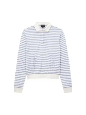 Women s Striped Pattern Polo Knit Ecru