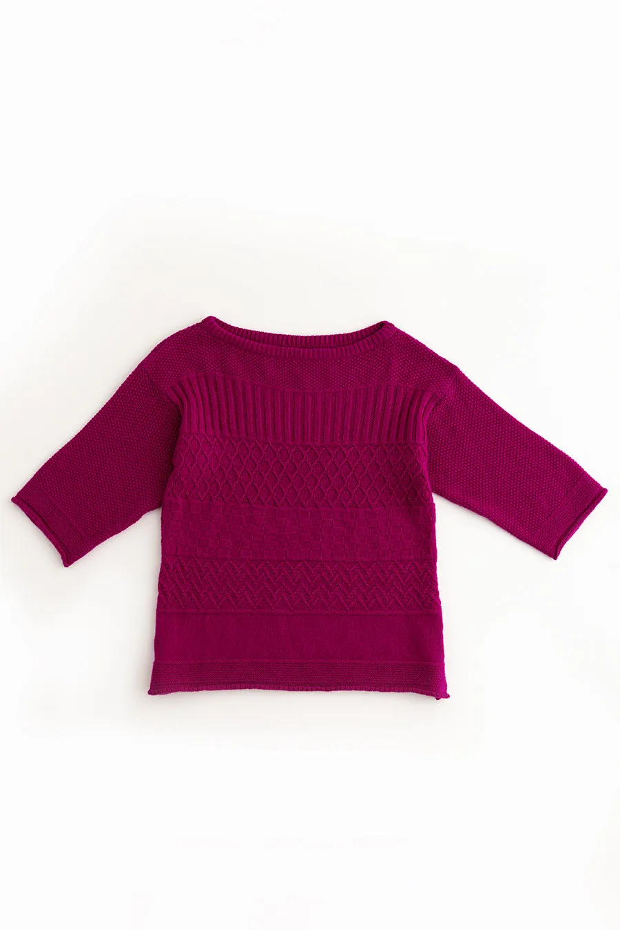 Womens Geelong Superfine Lambswool "Boathouse" Gansey Jumper - Pink