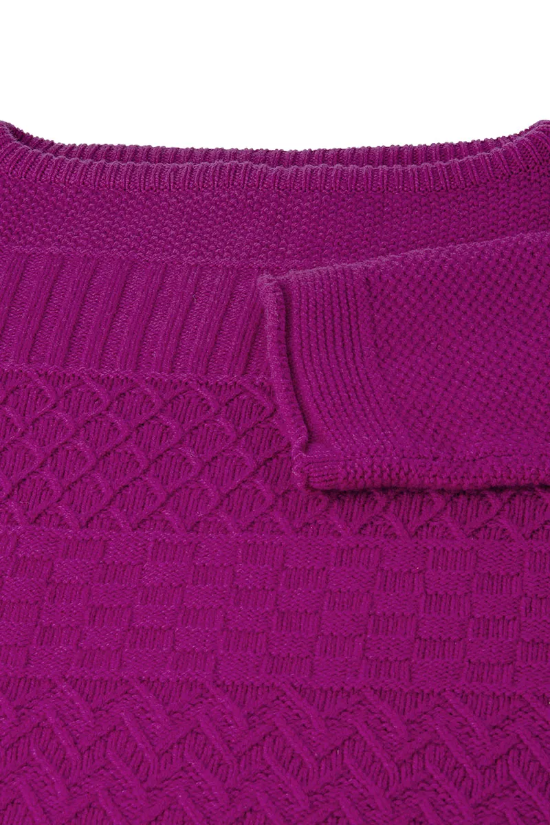 Womens Geelong Superfine Lambswool "Boathouse" Gansey Jumper - Pink