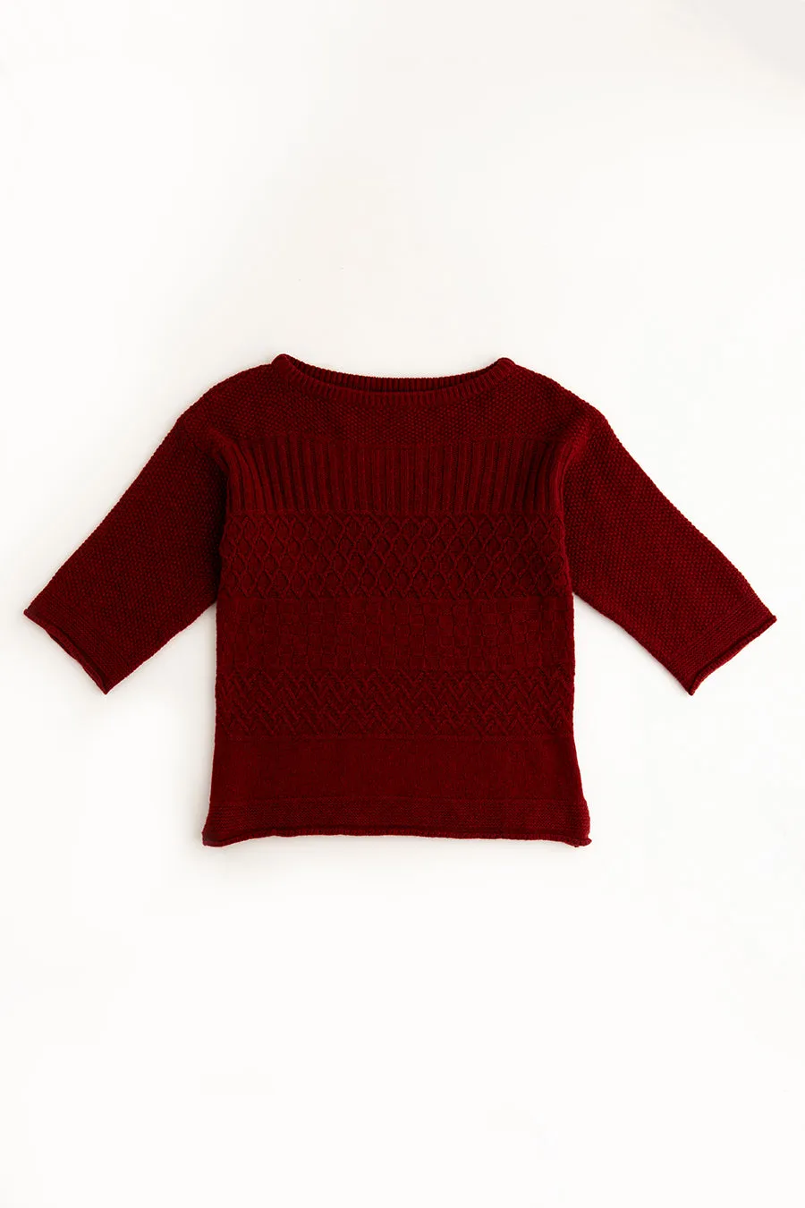 Womens Geelong Superfine Lambswool "Boathouse" Gansey Jumper - Red