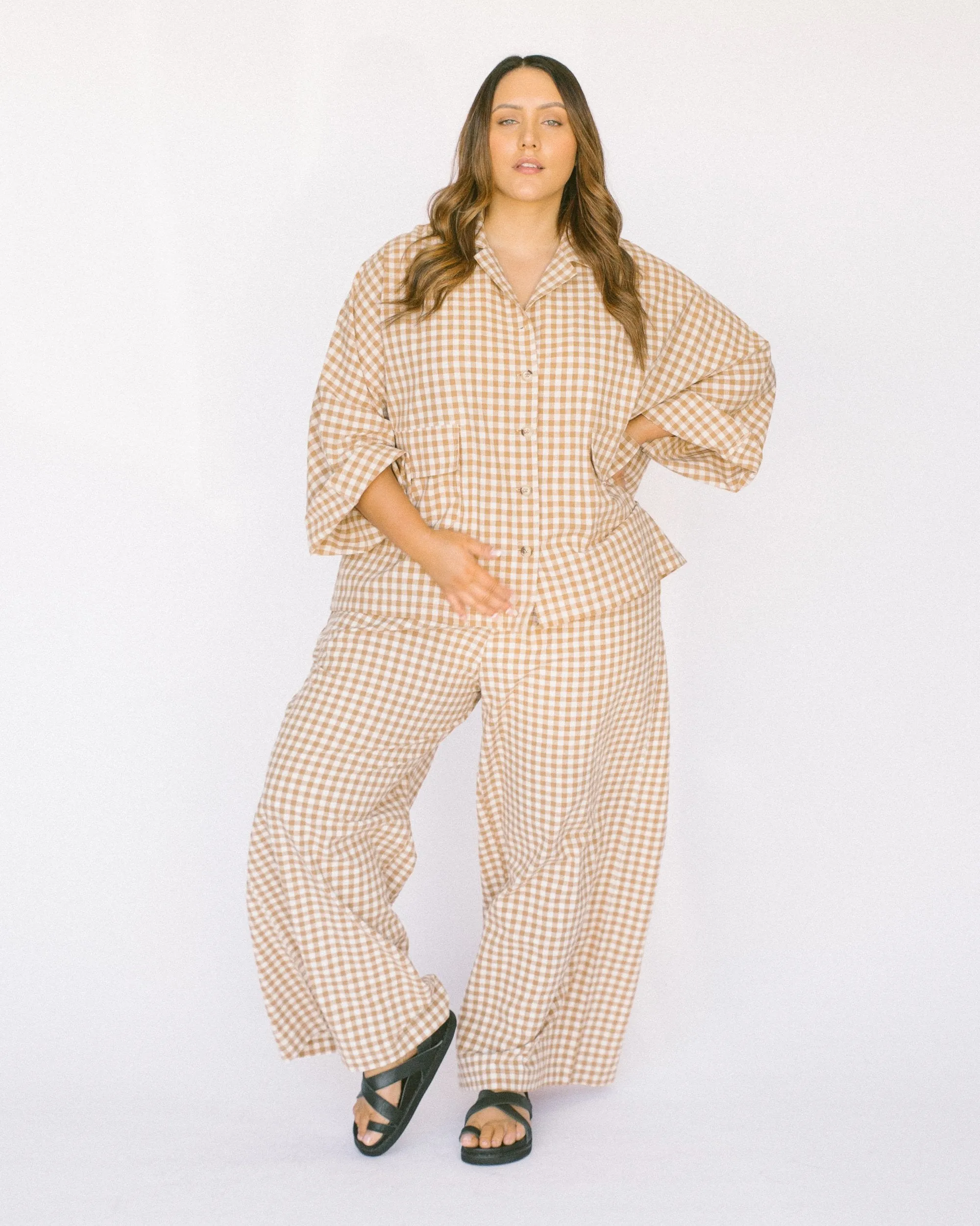 Women's Lounge Pants | Caramel Gingham