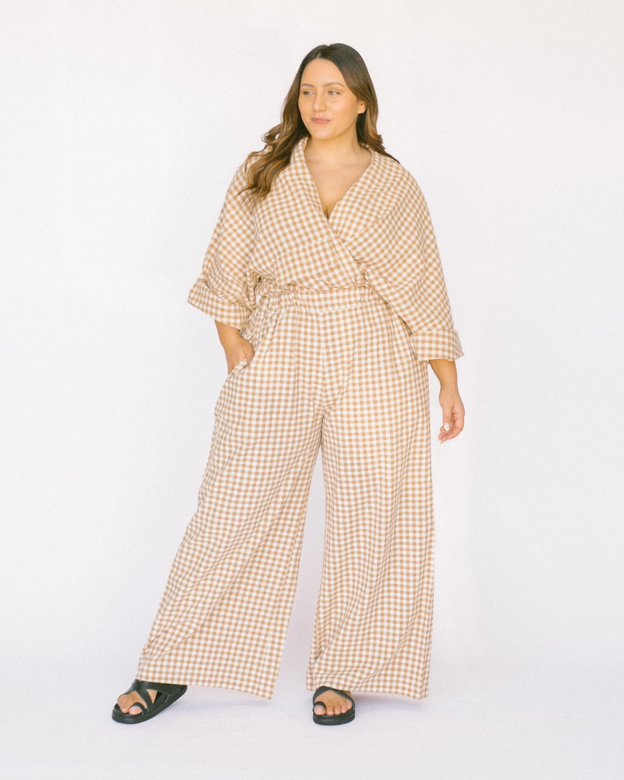 Women's Lounge Pants | Caramel Gingham