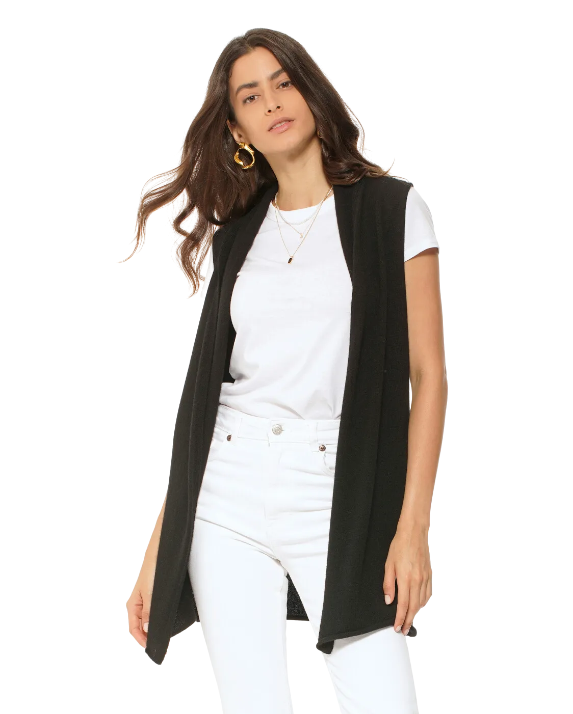 Women's Pure Cashmere Sleeveless Cardigan Black