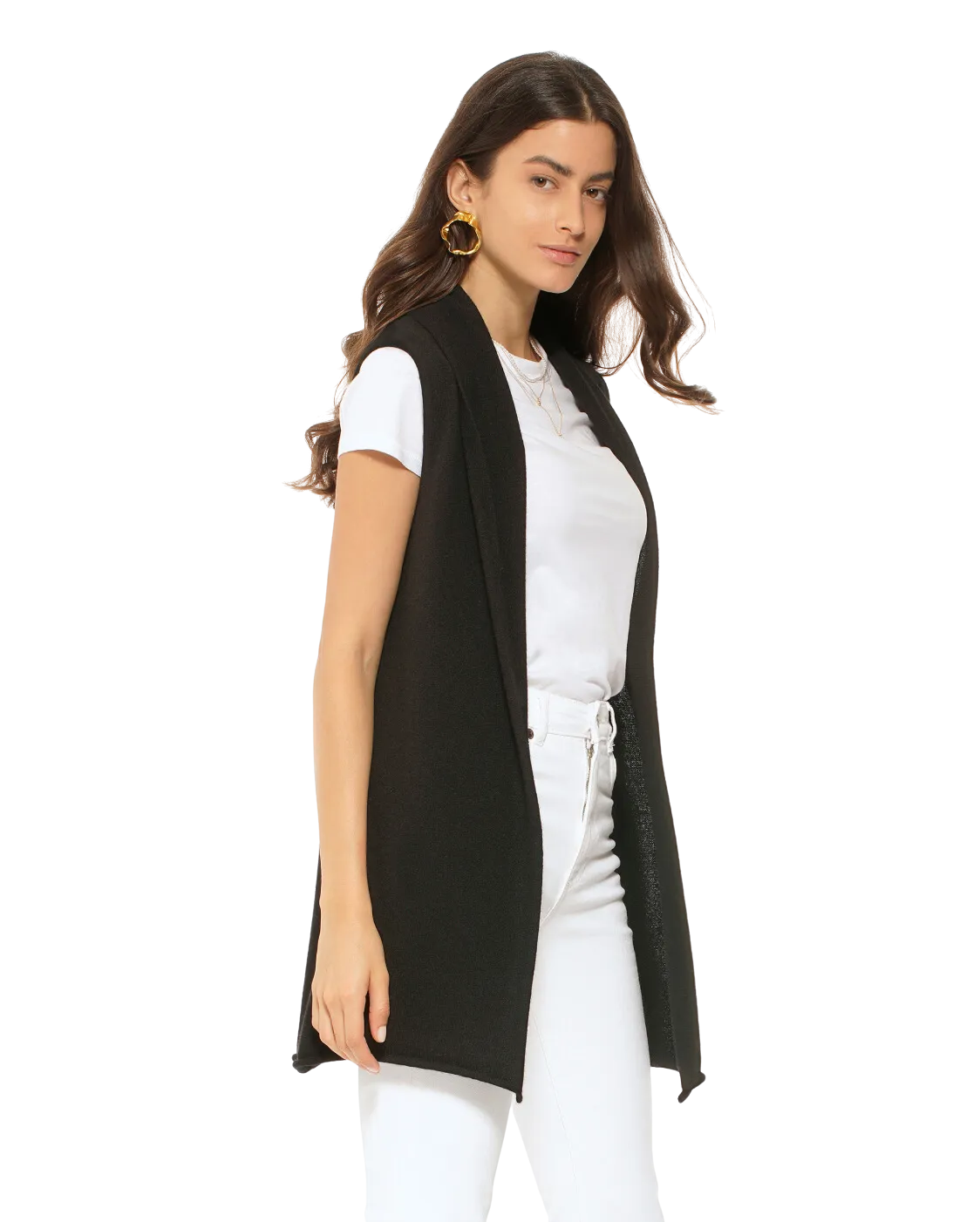 Women's Pure Cashmere Sleeveless Cardigan Black