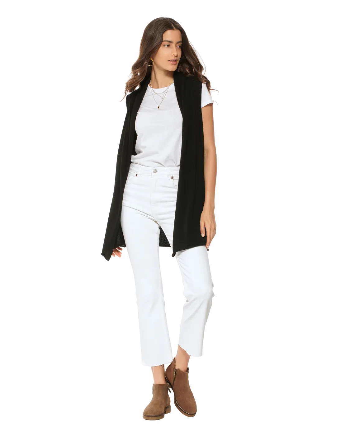 Women's Pure Cashmere Sleeveless Cardigan Black