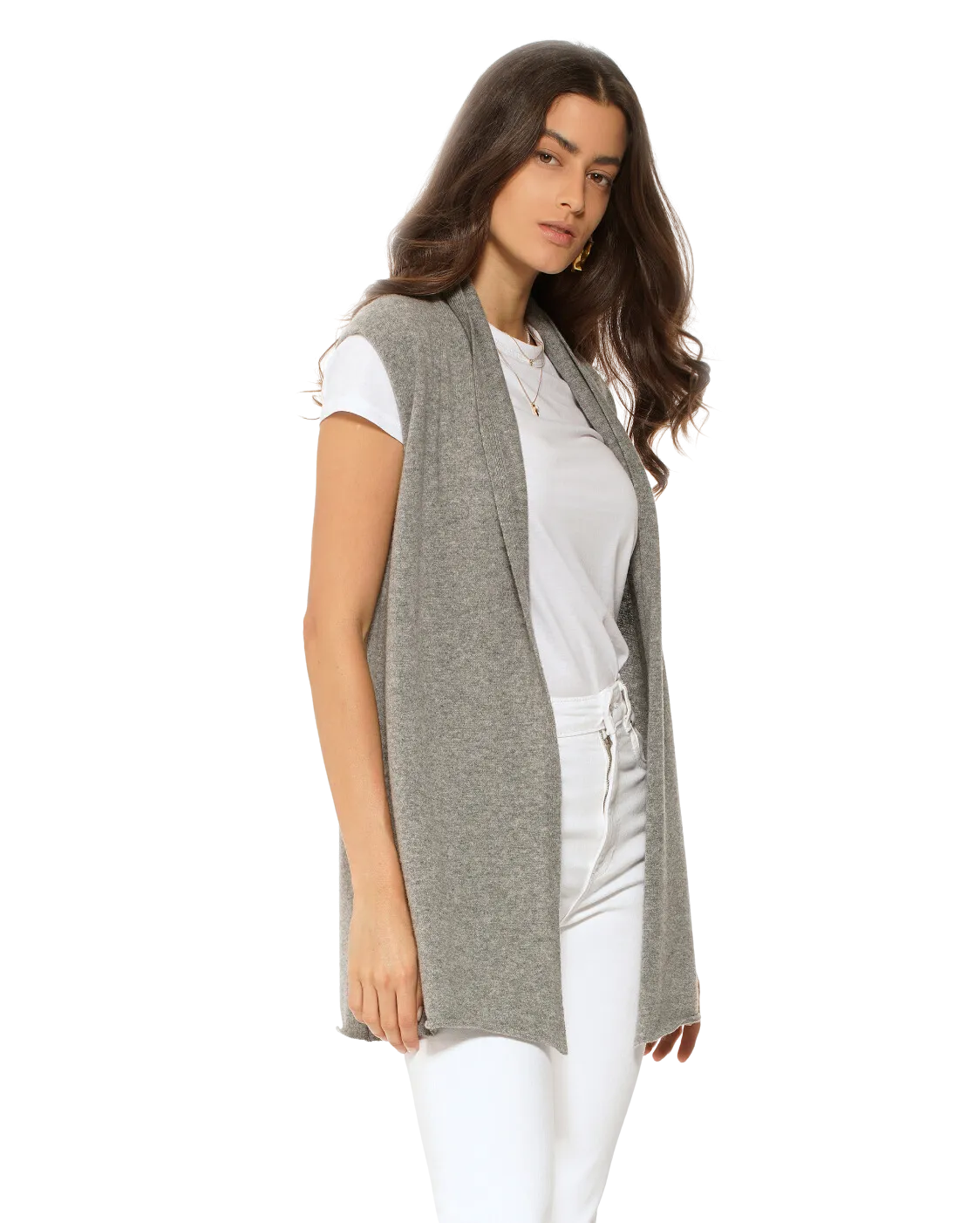 Women's Pure Cashmere Sleeveless Cardigan Medium Grey