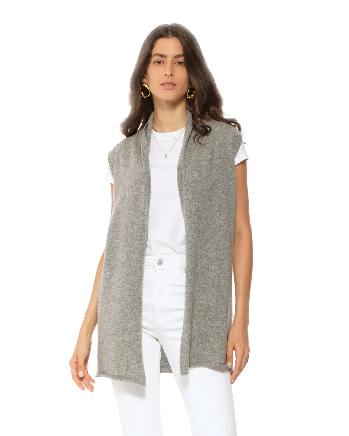 Women's Pure Cashmere Sleeveless Cardigan Medium Grey