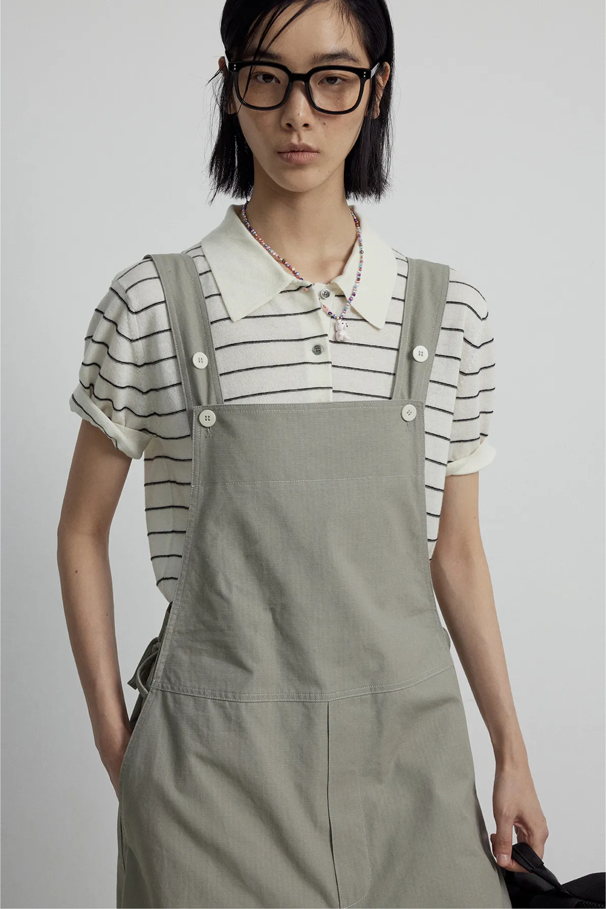 Wool containing stripe polo knitwear | 3 color