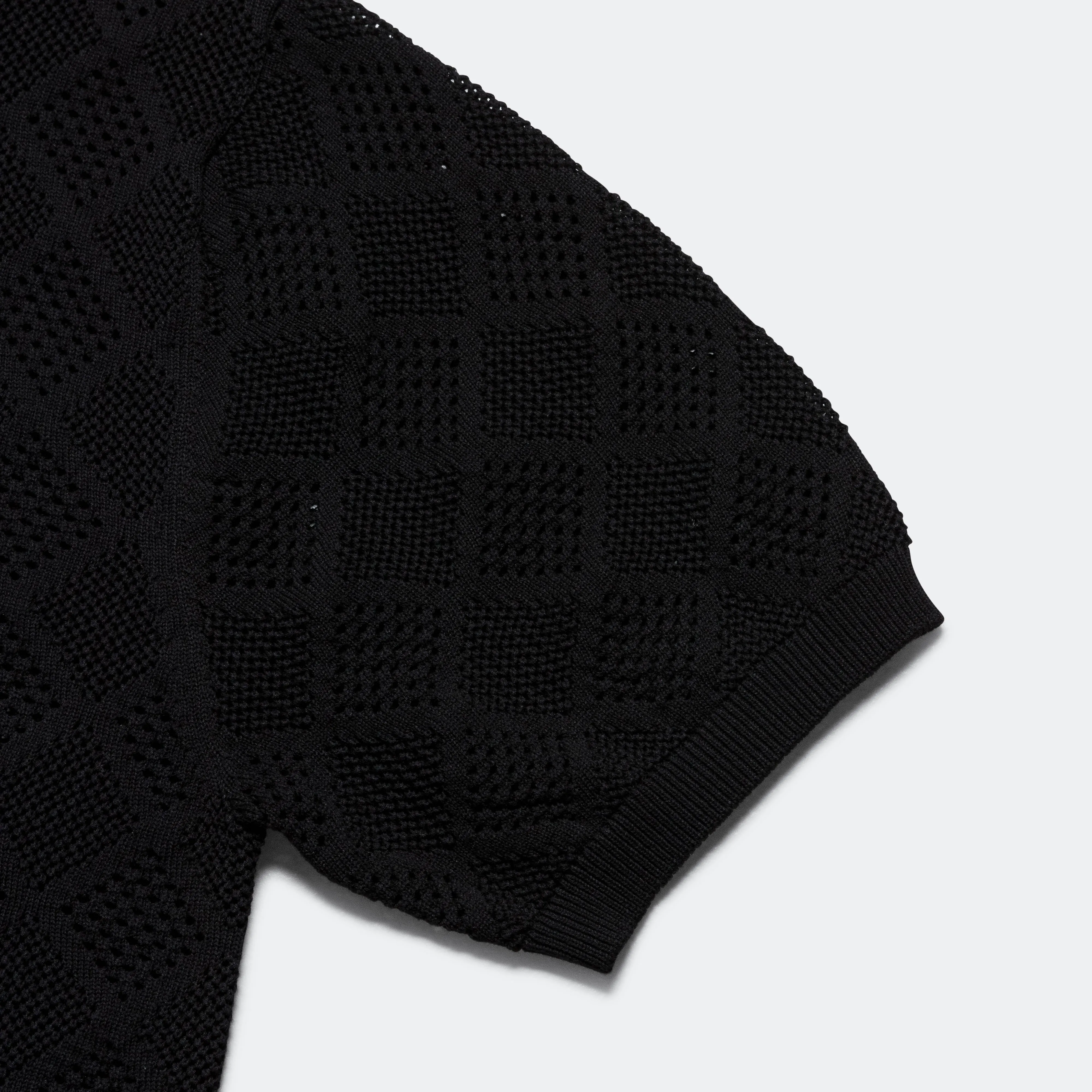 Zip Knit Polo Mesh - Black