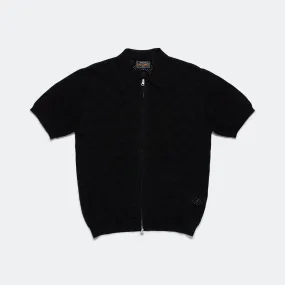 Zip Knit Polo Mesh - Black