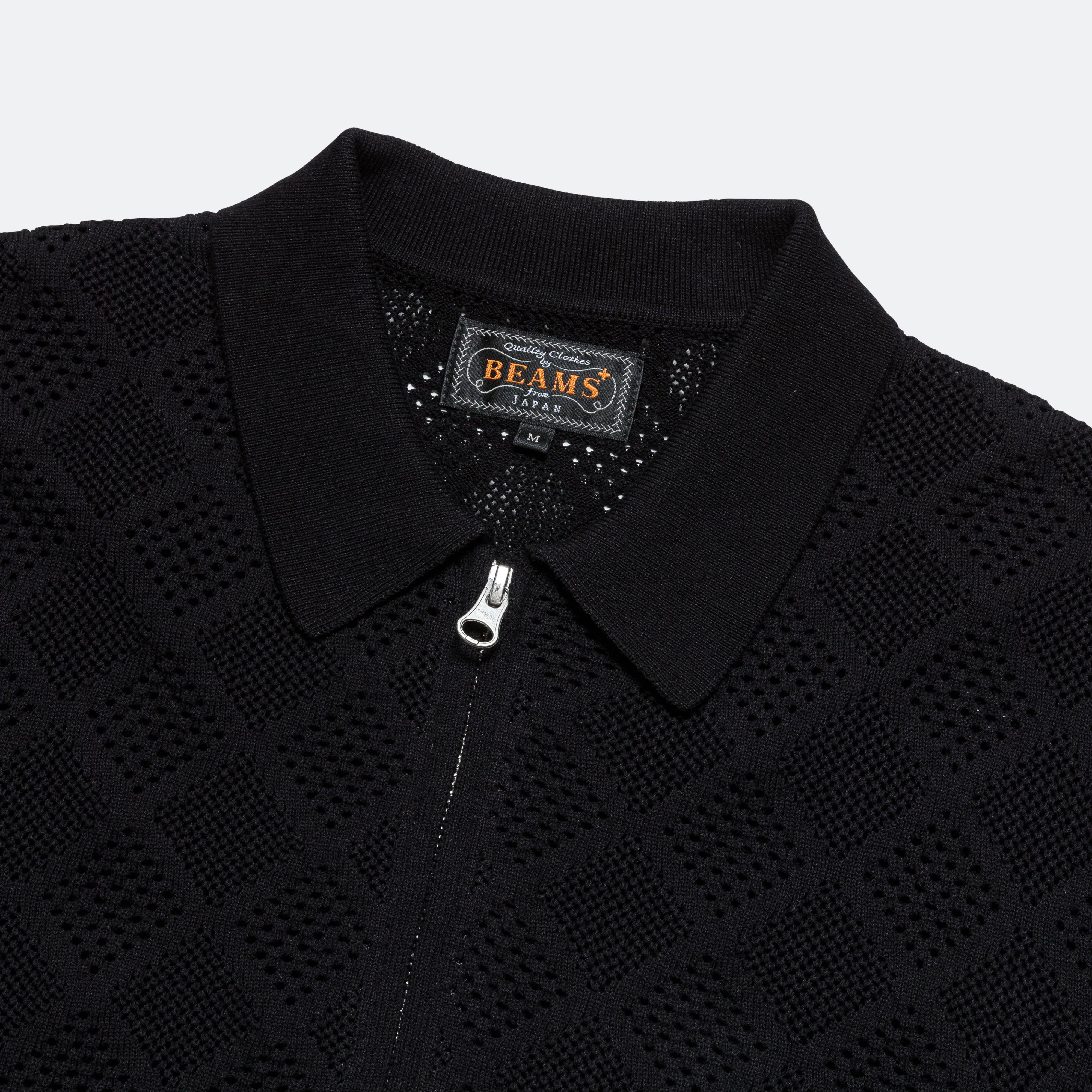 Zip Knit Polo Mesh - Black